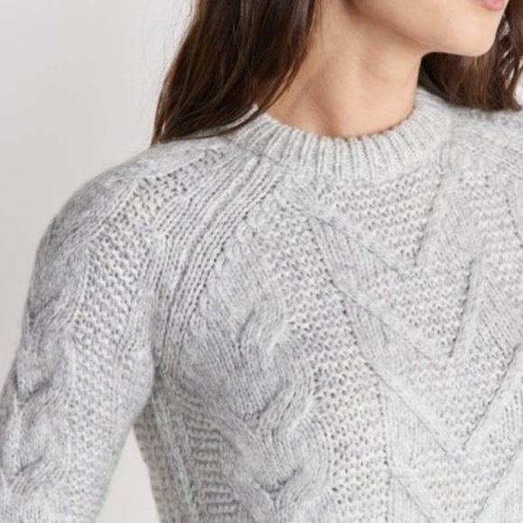 Marine Layer Dani Cableknit Wool Alpaca Crewneck Sweater - Picture 4 of 8